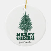 Retro grillige kerstboom keramisch ornament (Voorkant)