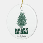 Retro grillige kerstboom keramisch ornament (Links)