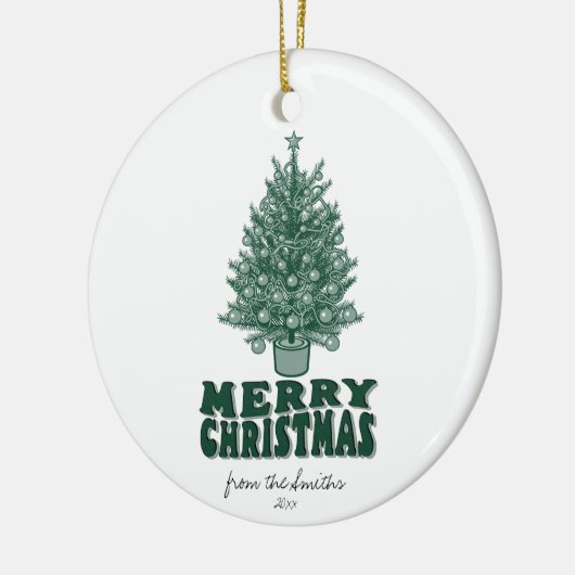 Retro grillige kerstboom keramisch ornament (Links)