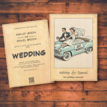  retro grillige net getrouwd striphuwelijk