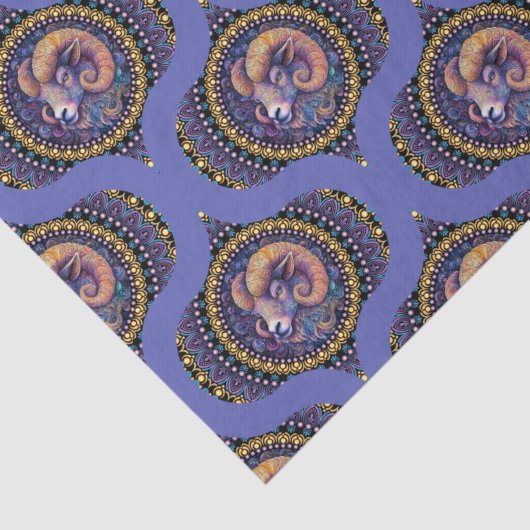 Retro grillige Ram Astrologie Mandala Patroon Tissuepapier (Detail)