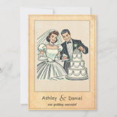 Retro grillige romantische paar 50s Comic Wedding Kaart (Voorkant)