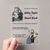  retro grillige stripboek bruiloft acryl uitnodigingen (Insitu (Draagbaar))