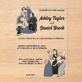  retro grillige stripboek bruiloft acryl uitnodigingen (Voorkant)