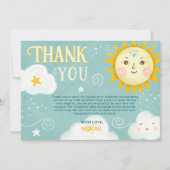 Retro grillige zon en wolken baby shower bedankkaart (Voorkant)
