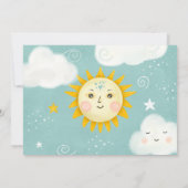 Retro grillige zon en wolken baby shower bedankkaart (Achterkant)