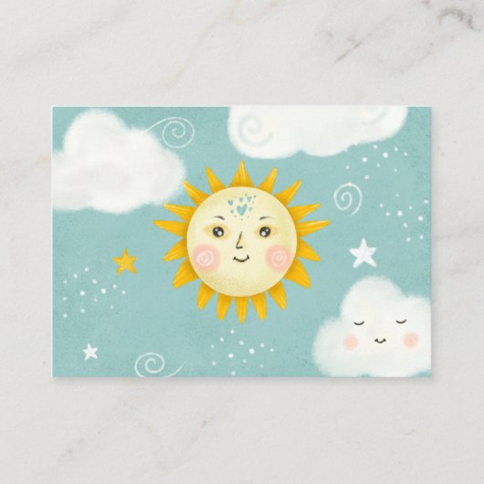 Retro grillige zon en wolken luier loterij baby informatiekaartje (Achterkant)