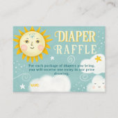 Retro grillige zon en wolken luier loterij baby informatiekaartje (Voorkant)