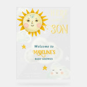 Retro grillige zon hier komt de zoon baby shower acryl bord (Voorkant)