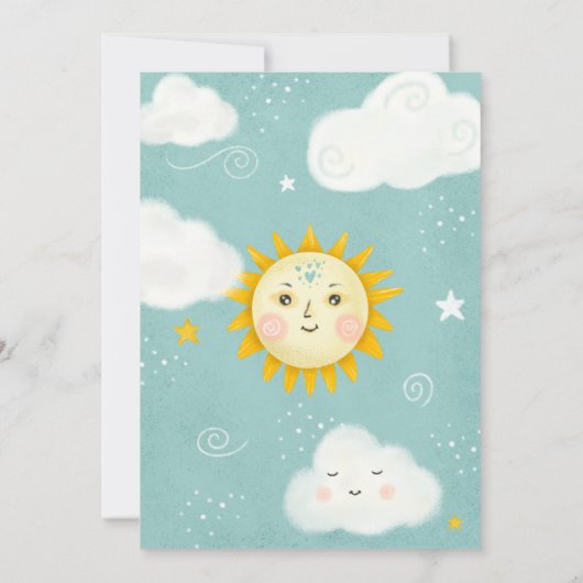 Retro grillige zon hier komt de zoon baby shower kaart (Achterkant)