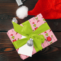 Retro Grinch Kerst Roze Patroon