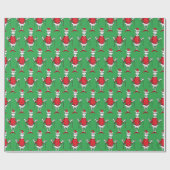 Retro Grinch Kerstmis Groen Patroon Cadeaupapier (Vlak)