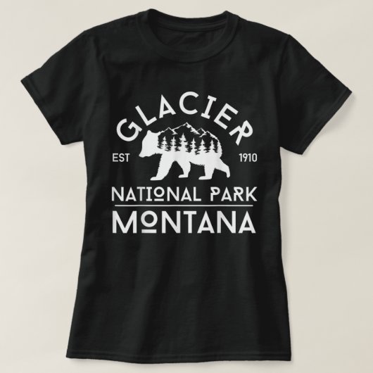 Retro Grizzly Beer Glacier Nationaal Park Souvenir T-shirt (Design voorkant)