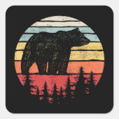  Retro Grizzly Beer Vierkante Sticker (Voorkant)