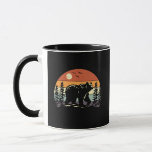 Retro Grizzlybeer Silhouet Vintage Zonsondergang  Mok