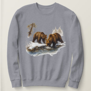 Retro Grizzlyberen Wildernis Scene Sweatshirt -
