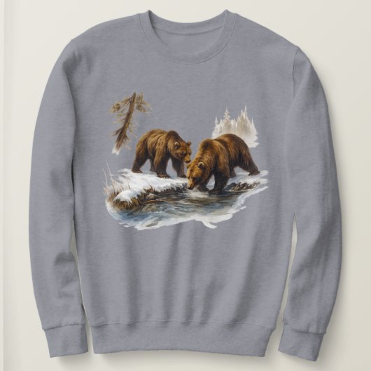 Retro Grizzlyberen Wildernis Scene Sweatshirt - (Design voorkant)