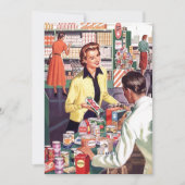 Retro Grocery Check Pantry Party Stock Kitchen Kaart (Voorkant)