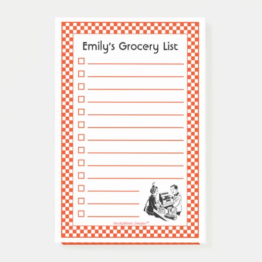 Retro Grocery Shopping List () Post-it® Notes (Voorkant)