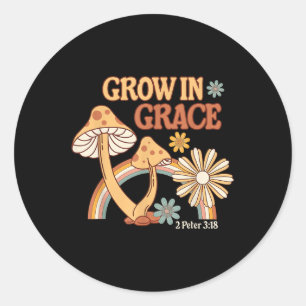 Retro groeien in Grace Mushroom Flower Christelijk Ronde Sticker
