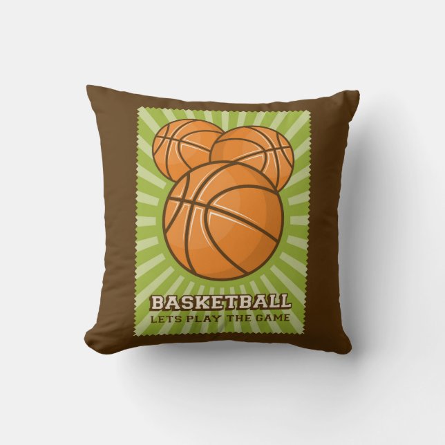 Retro  Groen Basketball Kussen (Voorkant)