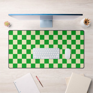 Retro Groen Beige Checkered Bureaumat