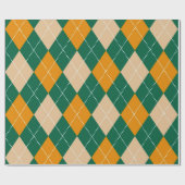 Retro Groen Beige Mosterd Argyle Patroon Cadeaupapier (Vlak)