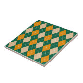Retro Groen Beige Mosterd Argyle Patroon Tegeltje (Zijkant)