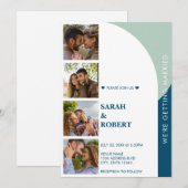 Retro Groen Blauw Wit Fotocabine Collage Bruiloft Kaart (Voorkant / Achterkant)