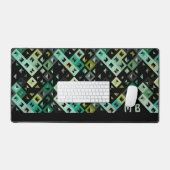 Retro Groen Blauwgroen Blauw Zwart Pop Kunstpatroo Bureaumat (Keyboard & Muis)