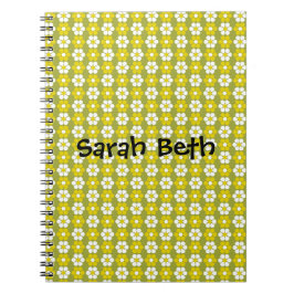 Retro Groen Bloem Patroon Gepersonaliseerd Notitieboek