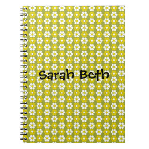 Retro Groen Bloem Patroon Gepersonaliseerd Notitieboek