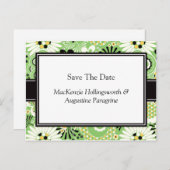 Retro Groen Bruin Geel Bewaar de datum Aankondigingskaart (Voorkant / Achterkant)