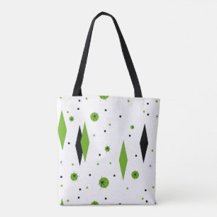 Retro Groen Diamanten en Canvas tas Starbursts