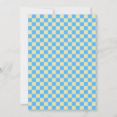Retro groen en blauw Checkerboard bruiloft Kaart (Achterkant)