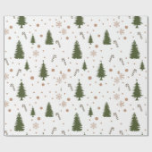 Retro groen en bruin patroon van vakantie-elemente cadeaupapier (Vlak)