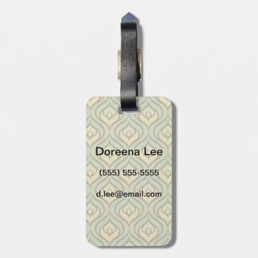 Retro  groen en geel patroon bagagelabel (Achterkant verticaal)