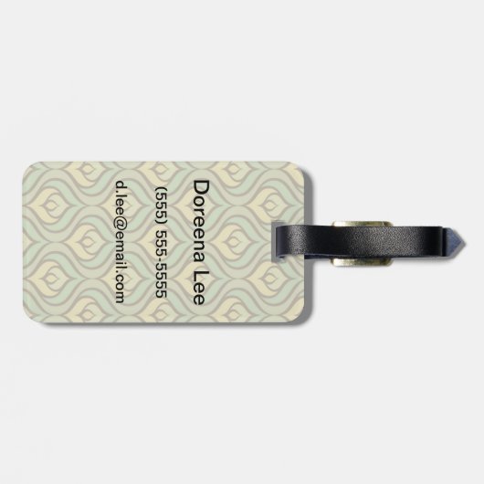 Retro  groen en geel patroon bagagelabel (Achterkant horizontaal)