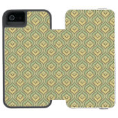 Retro  groen en geel patroon incipio iPhone portemonnee hoesje (Agenda Open)
