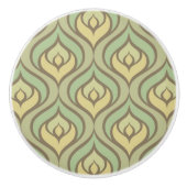Retro  groen en geel patroon keramische knop (Voorkant)