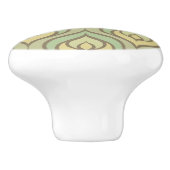 Retro  groen en geel patroon keramische knop (Zijkant)
