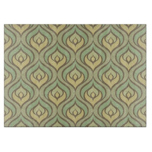 Retro groen en geel patroon snijplank (Voorkant)