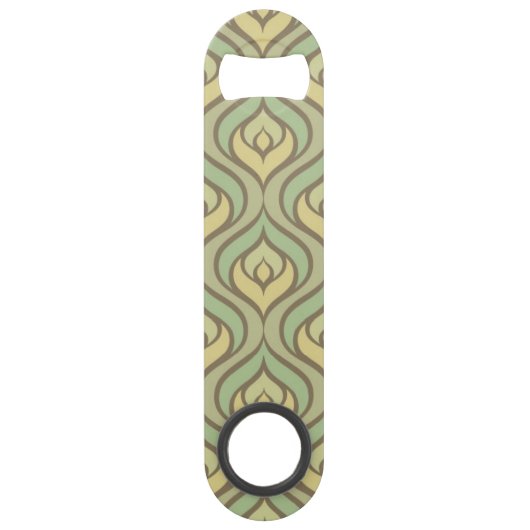 Retro  groen en geel patroon speed flessenopener (Voorkant)