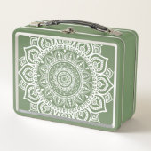 Retro groen en wit Mandala Art Print (Voorkant)