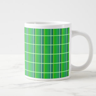 Retro Groen en Wit Plaid Pattern Jumbo Mok