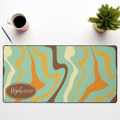 Retro Groen Geel Bruin Marmeren Swirl Bureaumat