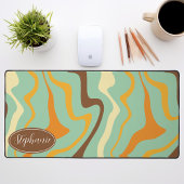 Retro Groen Geel Bruin Marmeren Swirl Bureaumat