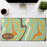 Retro Groen Geel Bruin Marmeren Swirl Bureaumat<br><div class="desc">Dompel jezelf onder in een dans van kleuren met ons Abstracte Retro Modern Liquid Marble Wave Pattern. Dit patroon roept de dynamische vloeibaarheid van gemarmerde oppervlakken en de charmante esthetiek van retro-modern design op en is een lust voor het oog. Een symfonie van levendige kleuren wervelt en stroomt in golfachtige...</div>