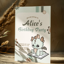 Retro Groen Geel Pastel Baby Dragon Verjaardag