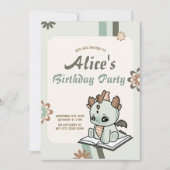 Retro Groen Geel Pastel Baby Dragon Verjaardag Kaart (Voorkant)